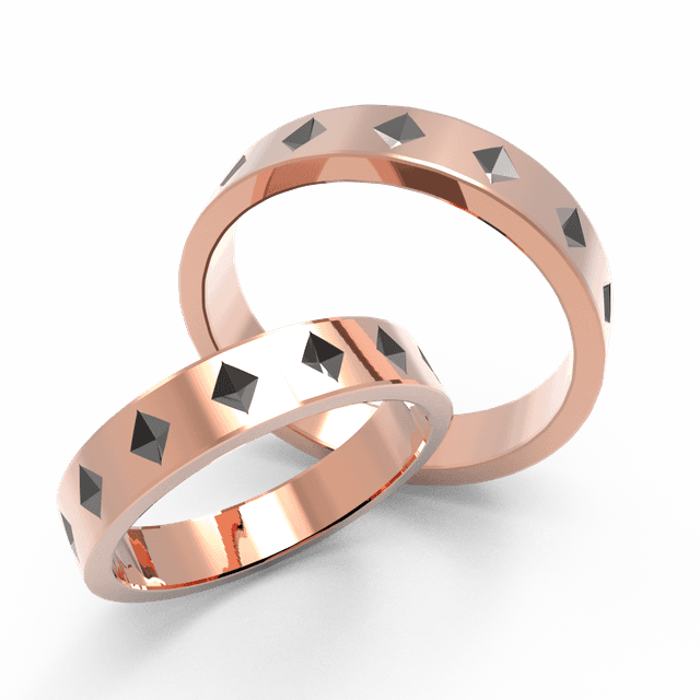 Обручальное кольцо Ромб красное с эмалью