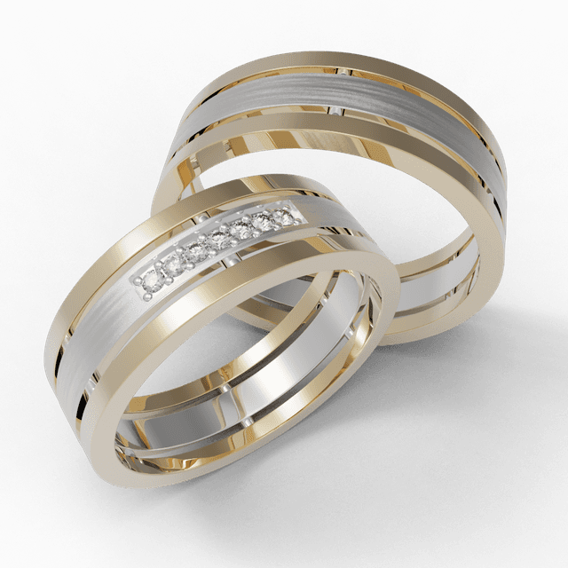Обручальное кольцо Трио с дорожкой Белое