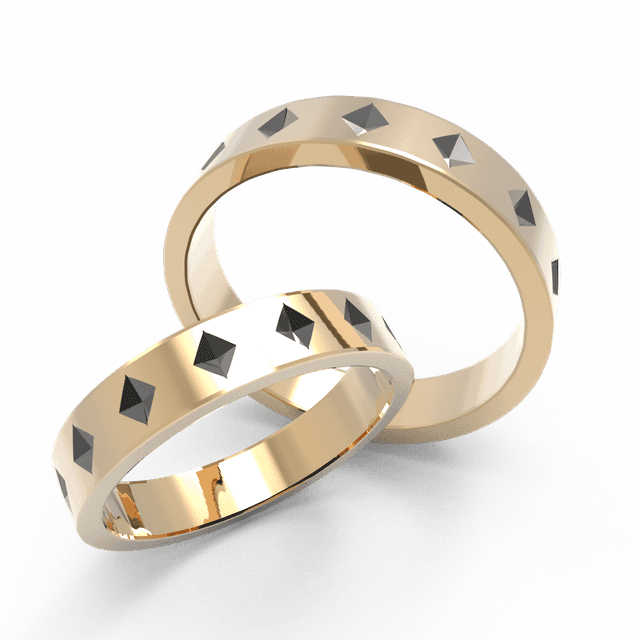 Обручальное кольцо Ромб желтое с эмалью