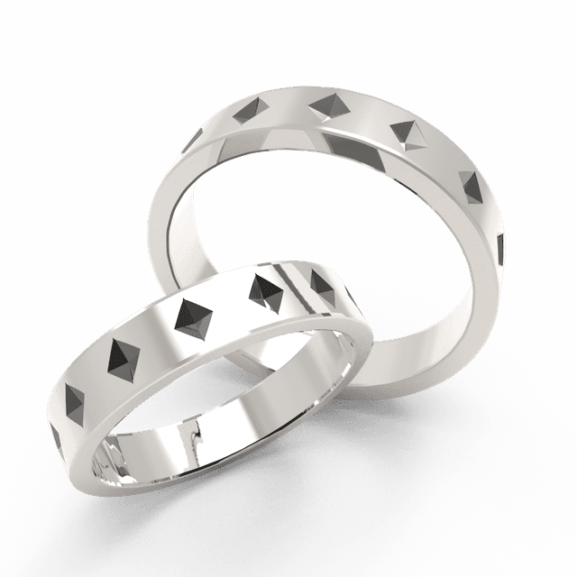Обручальное кольцо Ромб белое с эмалью