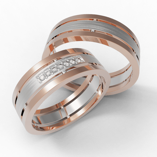 Обручальное кольцо Трио с дорожкой Красное