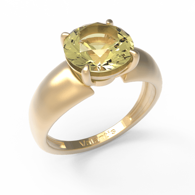 Крупное кольцо с цитрином желтое