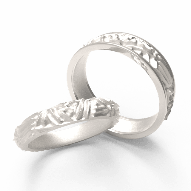 Обручальное кольцо Фактура Елка белое