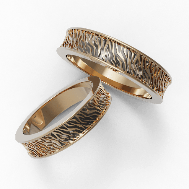 Обручальное кольцо Тирг с эмалью желтое