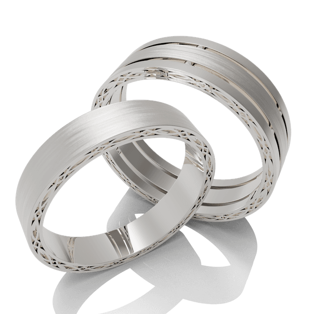 Обручальное кольцо Орнамент на торцах белое