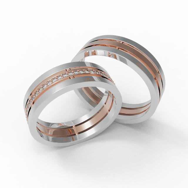 Обручальное кольцо узкое Трио с дорожкой Красное с белым