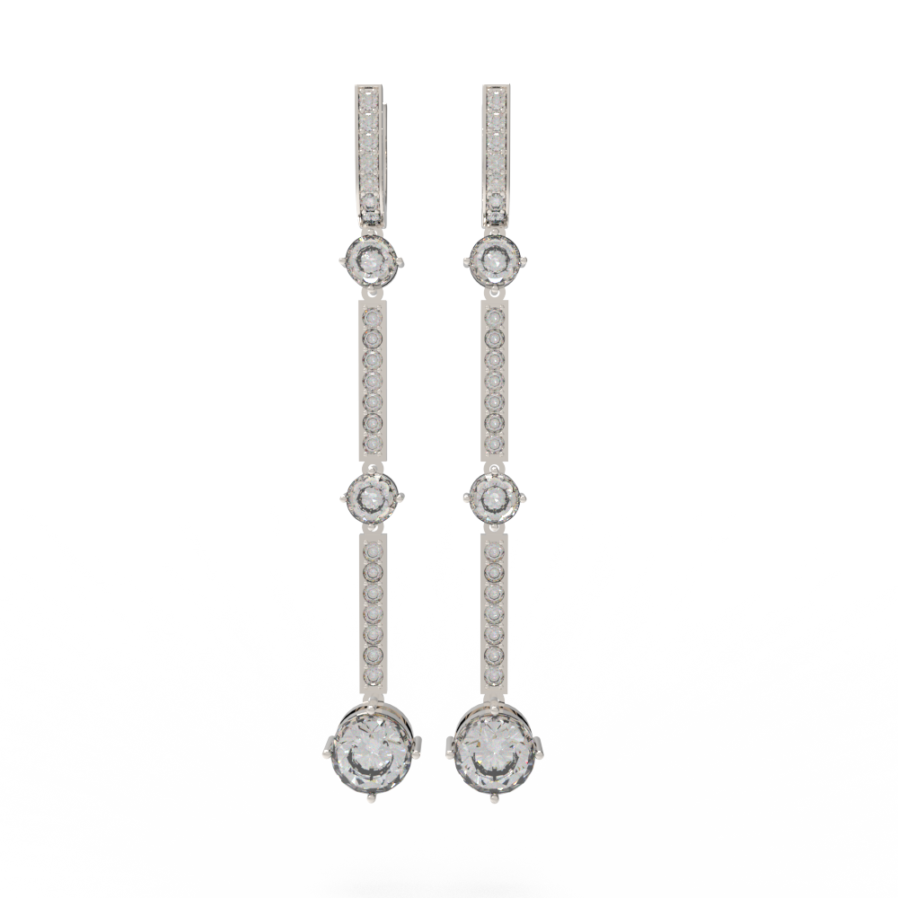 Серьги двойной маятник белые