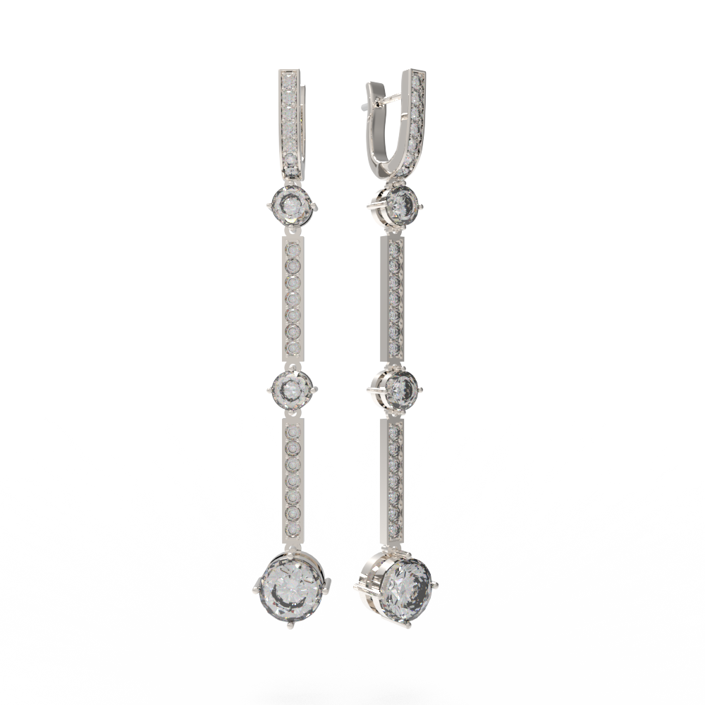 Серьги двойной маятник белые