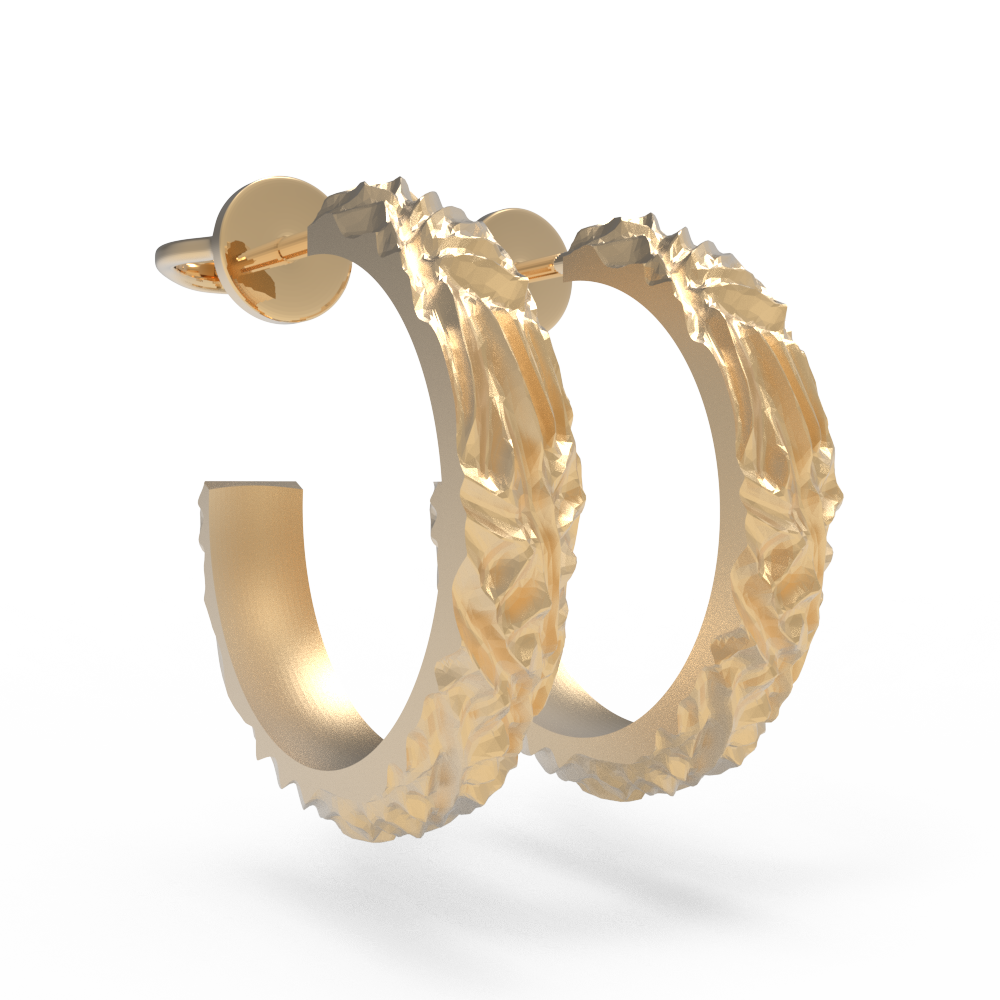 Серьги фактурные елка L желтые