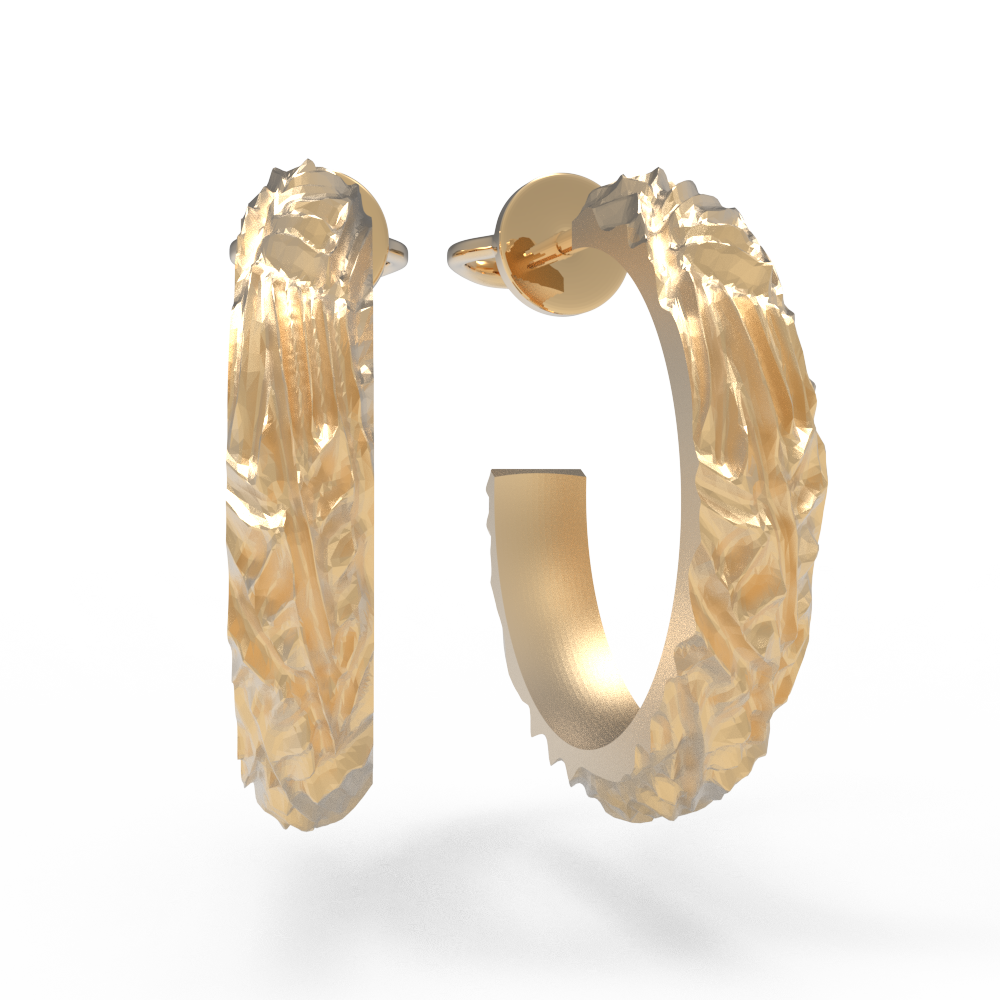 Серьги фактурные елка L желтые