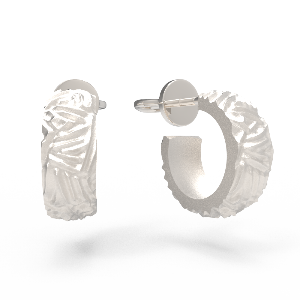 Серьги фактурные елка S белые